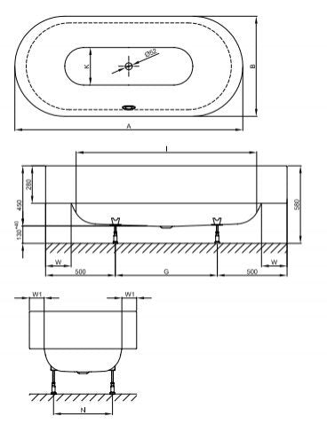 Bette Lux Oval Highline Bath 190 x 90cm