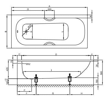 Bette 165 x 75cm Rectangular Bath