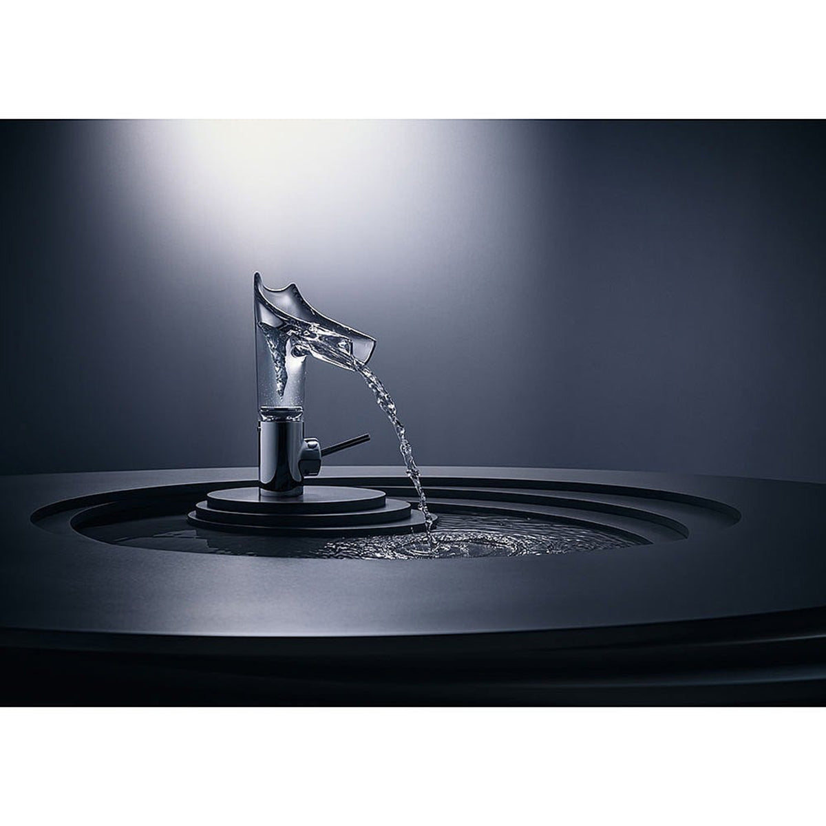 AXOR Starck V Single Lever Basin Mixer w/ Glass Spout, Waste 12112000