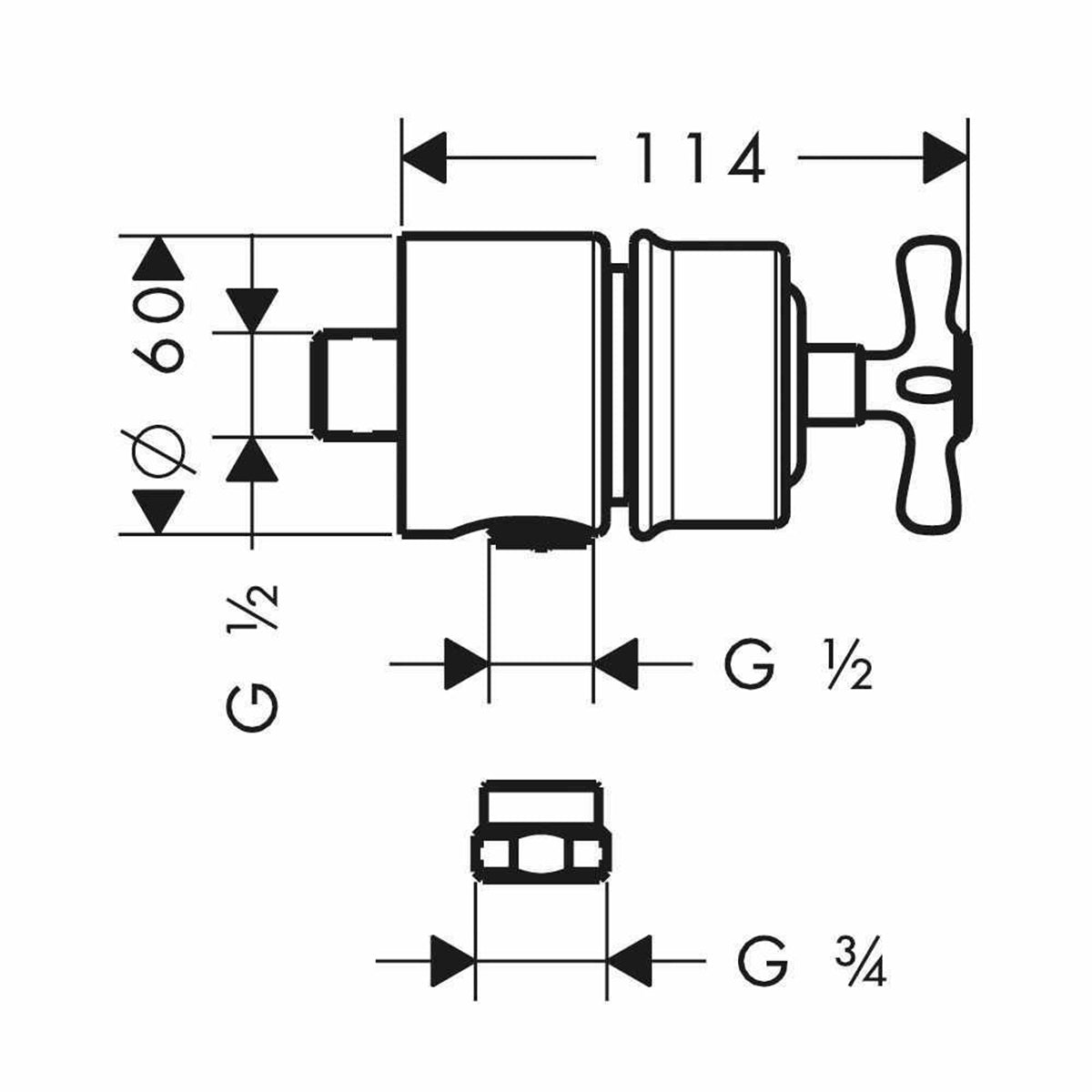 AXOR Montreux Wall Outlet with Shut-Off Valve for Precise Water Control