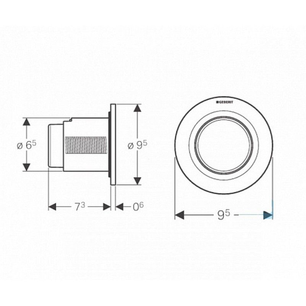 Geberit Single Type01 Flush Button Gloss Chrome For Concealed Cistern 8cm - 116.041.21.1