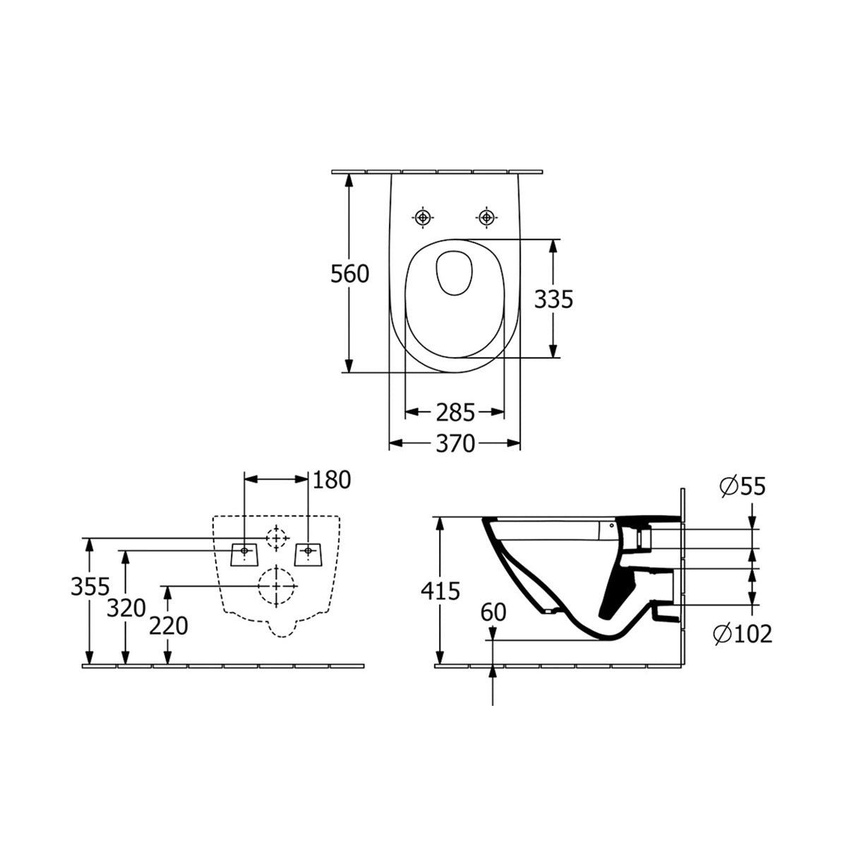 Villeroy And Boch 4670TS01 Architectura TwistFlush Wall Mounted WC Pan with Seat - 37cm x 41cm