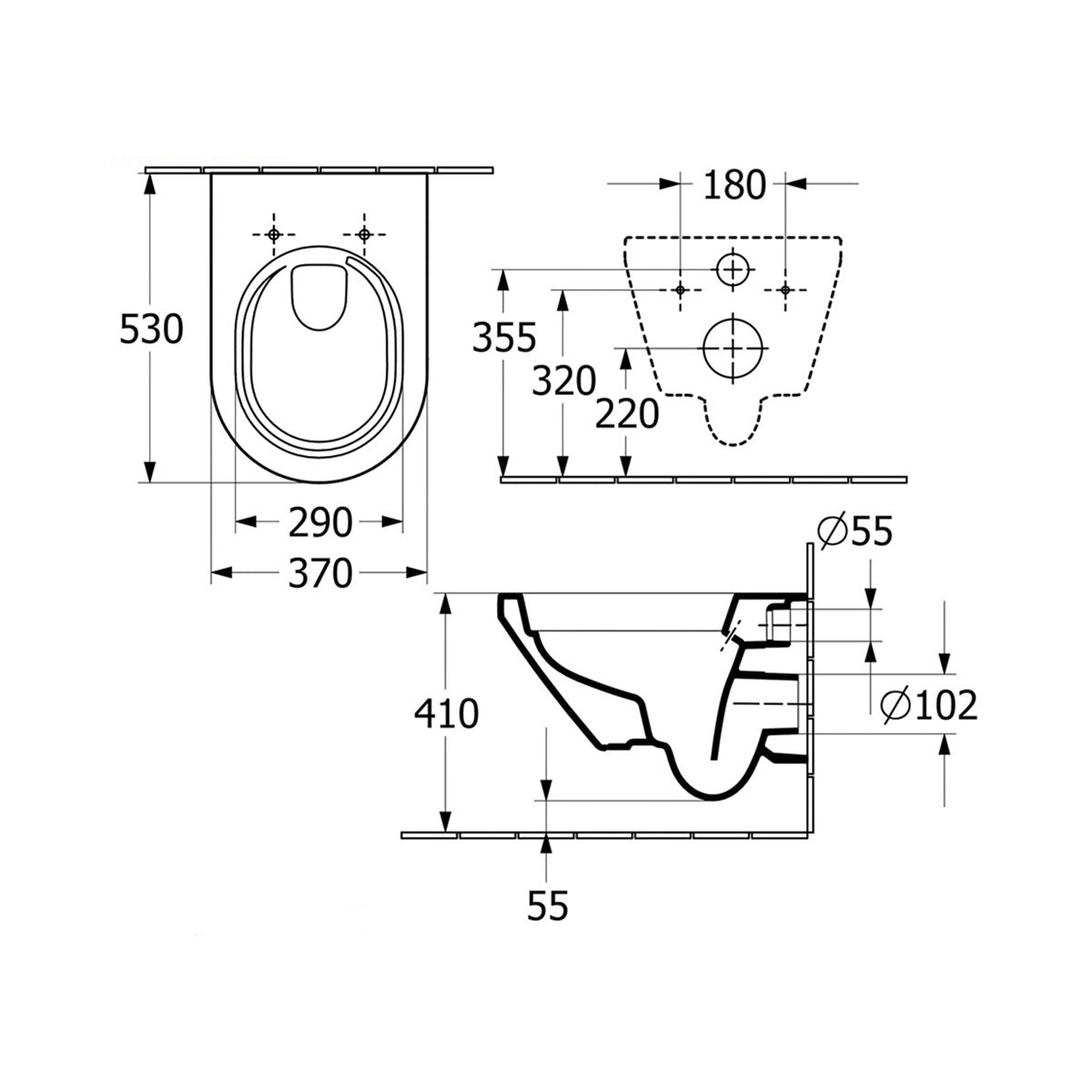 Villeroy And Boch 4694CL01 Architectura TwistFlush Wall Mounted WC Pan with Seat - 370mm x 410mm