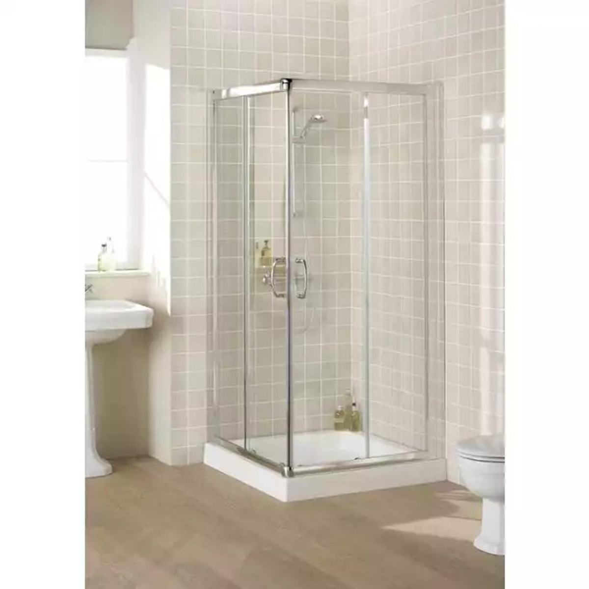 Lakes Bathrooms Classic Semi-Frameless Corner Entry Enclosure 800mm x 1850mm - LKVC080