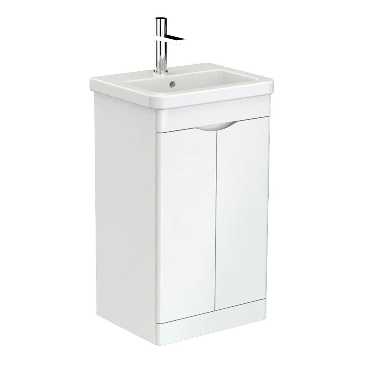 Saneux INDIGO 2-door unit floor mounted gloss white for 50cm basin
