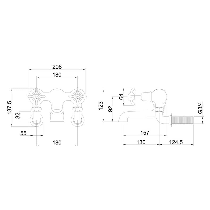 Burlington Anglesey AN24-QT Bath Filler Wall Mounted