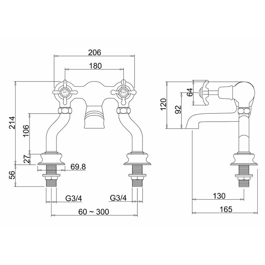 Burlington Anglesey Regent Bath Filler Deck-Mounted