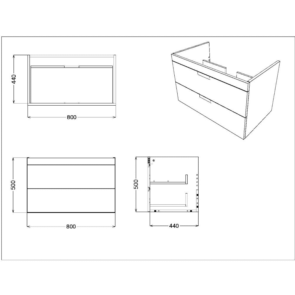 Luxe81 Aubrey 800mm Wall Hung Vanity Unit