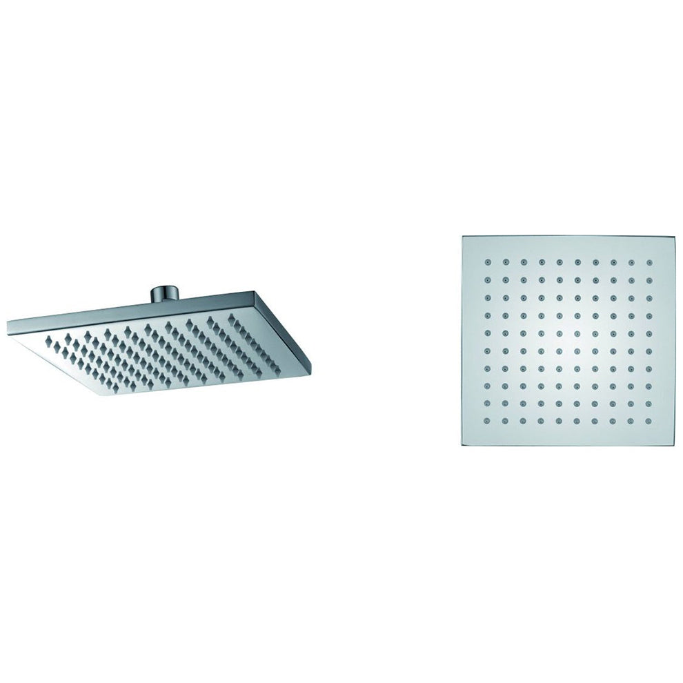 Luxe81 Square 200mm Chrome Plated Brass Shower Head with Brass Swivel Elbow