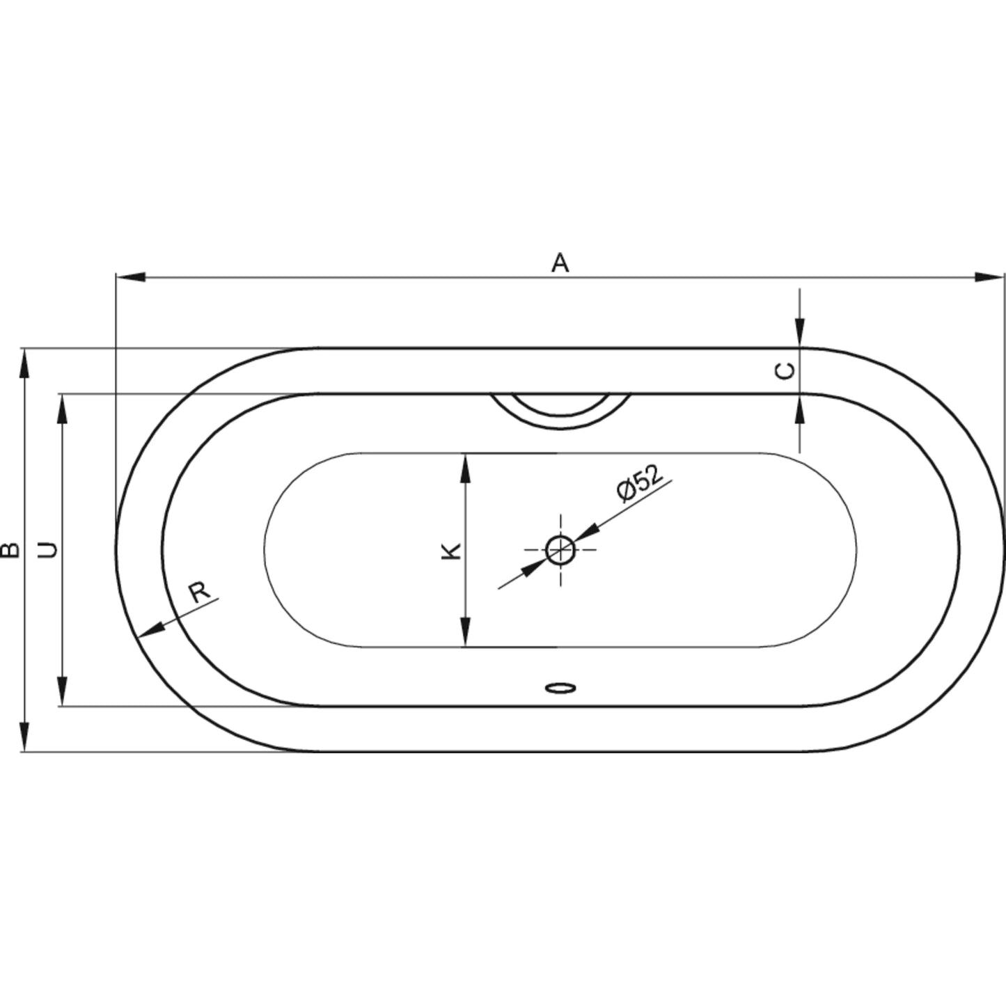 Bette Starlet Oval Steel Bath Drawing Image
