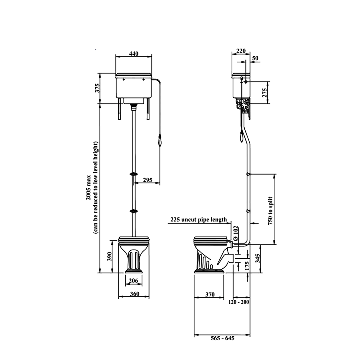 Silverdale Belgravia BECLOHL6WHI High Level WC Pan