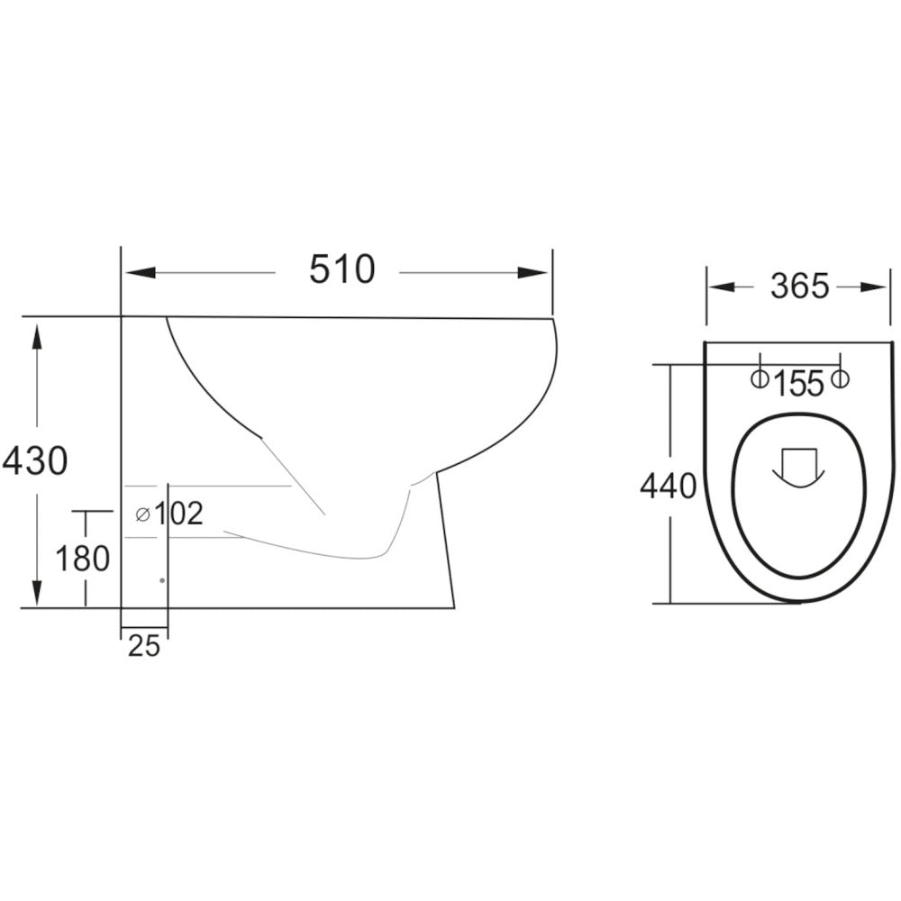 Luxe81 Belini Rimless Back To Wall Short Projection Toilet Inc Soft Close Seat