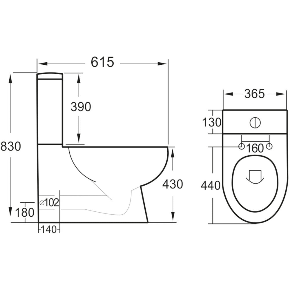 Luxe81 Belini Closed Coupled Rimless Close Coupled Toilet