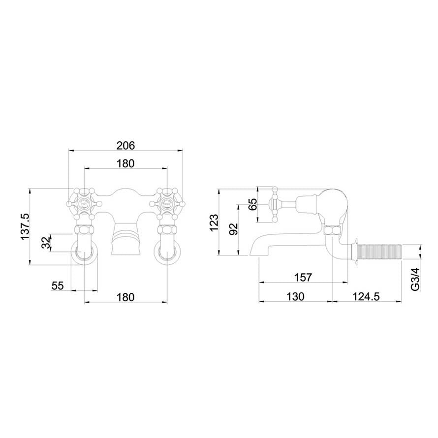 Burlington Birkenhead BI24-QT Bath Filler Wall Mounted