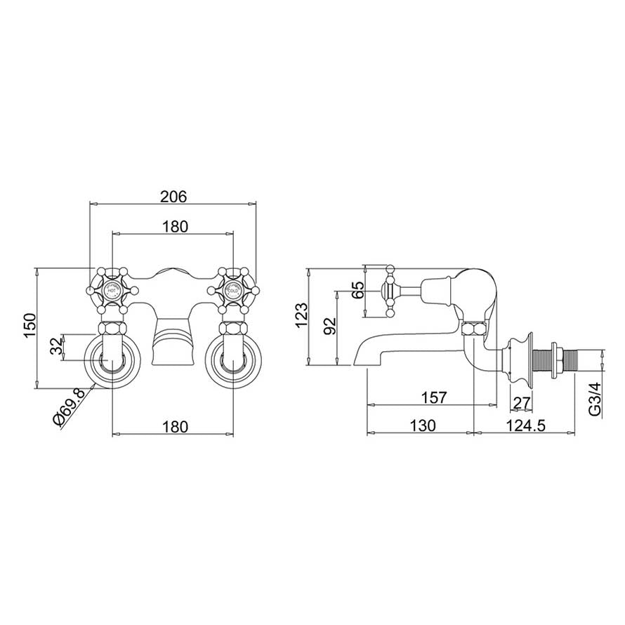 Burlington Birkenhead Regent Bath Filler Wall Mounted