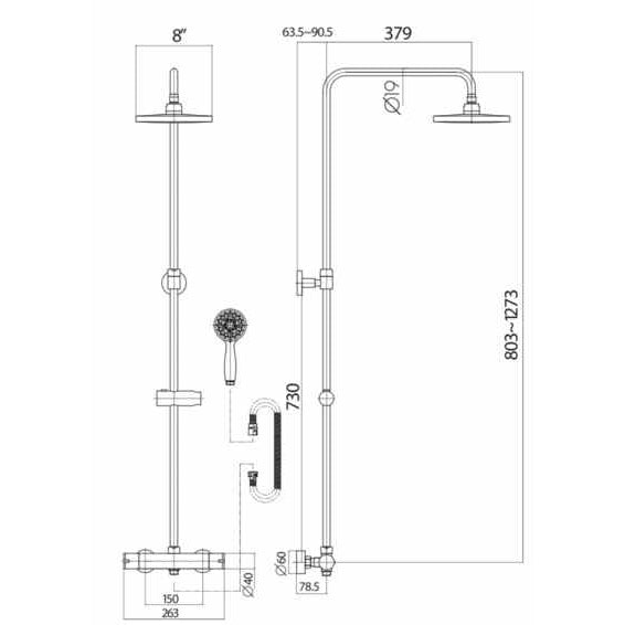 Luxe81 Middleton Matt Black Round Dual Head Shower