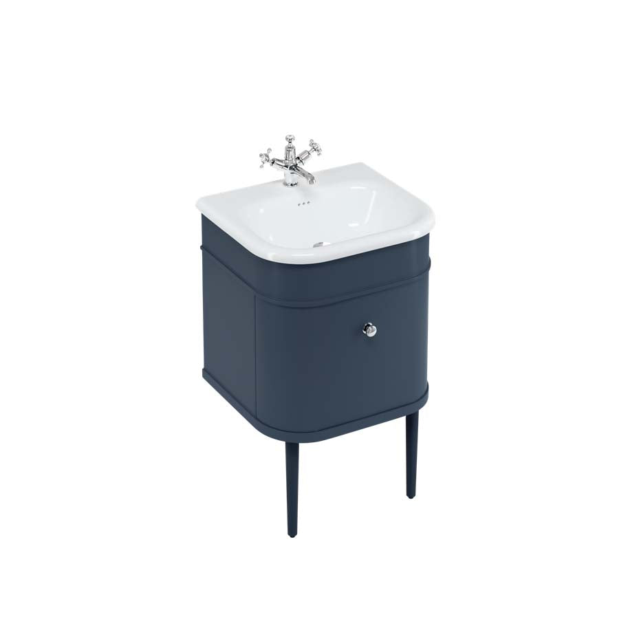 Burlington Bathrooms Chalfont 550mm Single Drawer Unit with Natural Stone Roll Top Basin - Blue