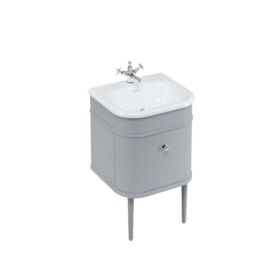 Burlington Bathrooms Chalfont 550mm Single Drawer Unit with Natural Stone Roll Top Basin - Classic Grey