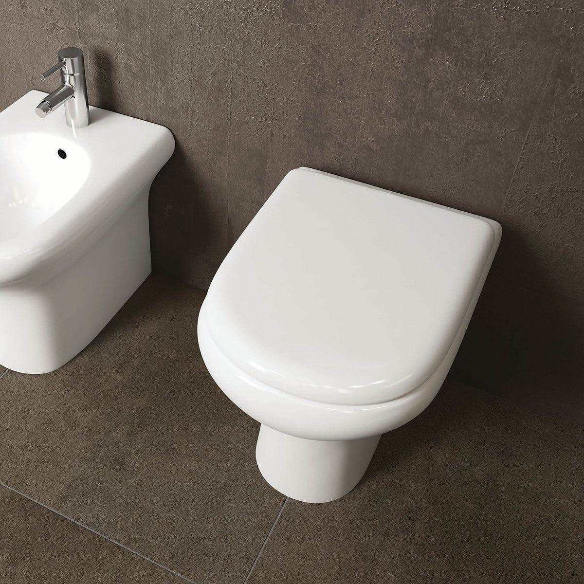 RAK CO17AWHA Compact Back-To-Wall White WC Pan With Soft Close Seat Urea