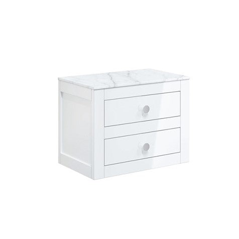 Crosswater Canvass 600 Double Drawer Unit with Carrara Marble Effect Worktop