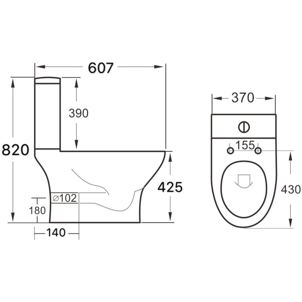 Luxe81 Deia Open Back Rimless Close Coupled Toilet