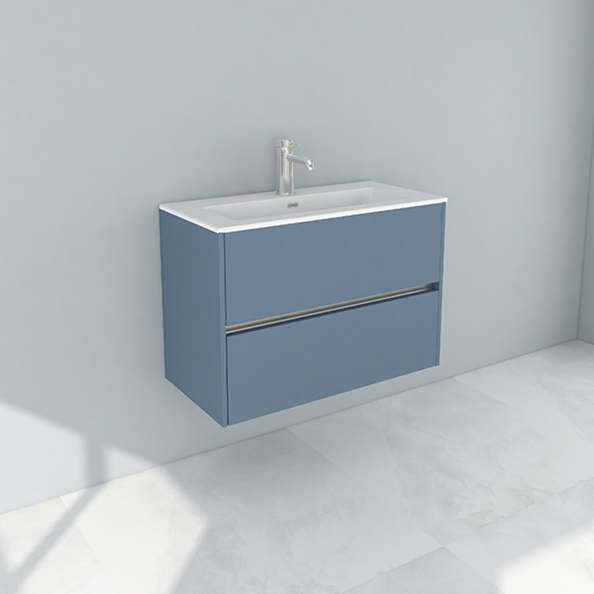 Q-Series 800mm wall mounted basin cabinet double drawer ONLY