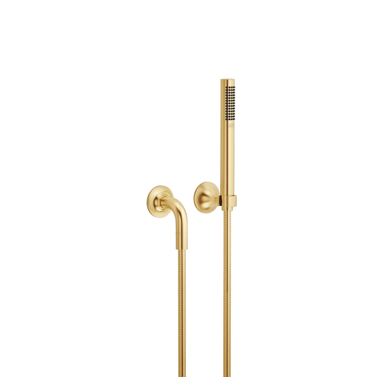 Dornbracht Vaia 27808809-28 single rosettes, with baton hand shower, brushed brass