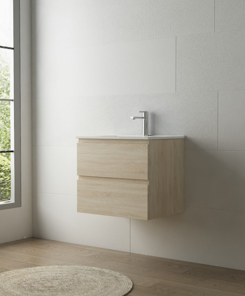 LUXE81 Dune Oak 600 Cabinet With Ceramic Basin 600 x 460 x 540mm