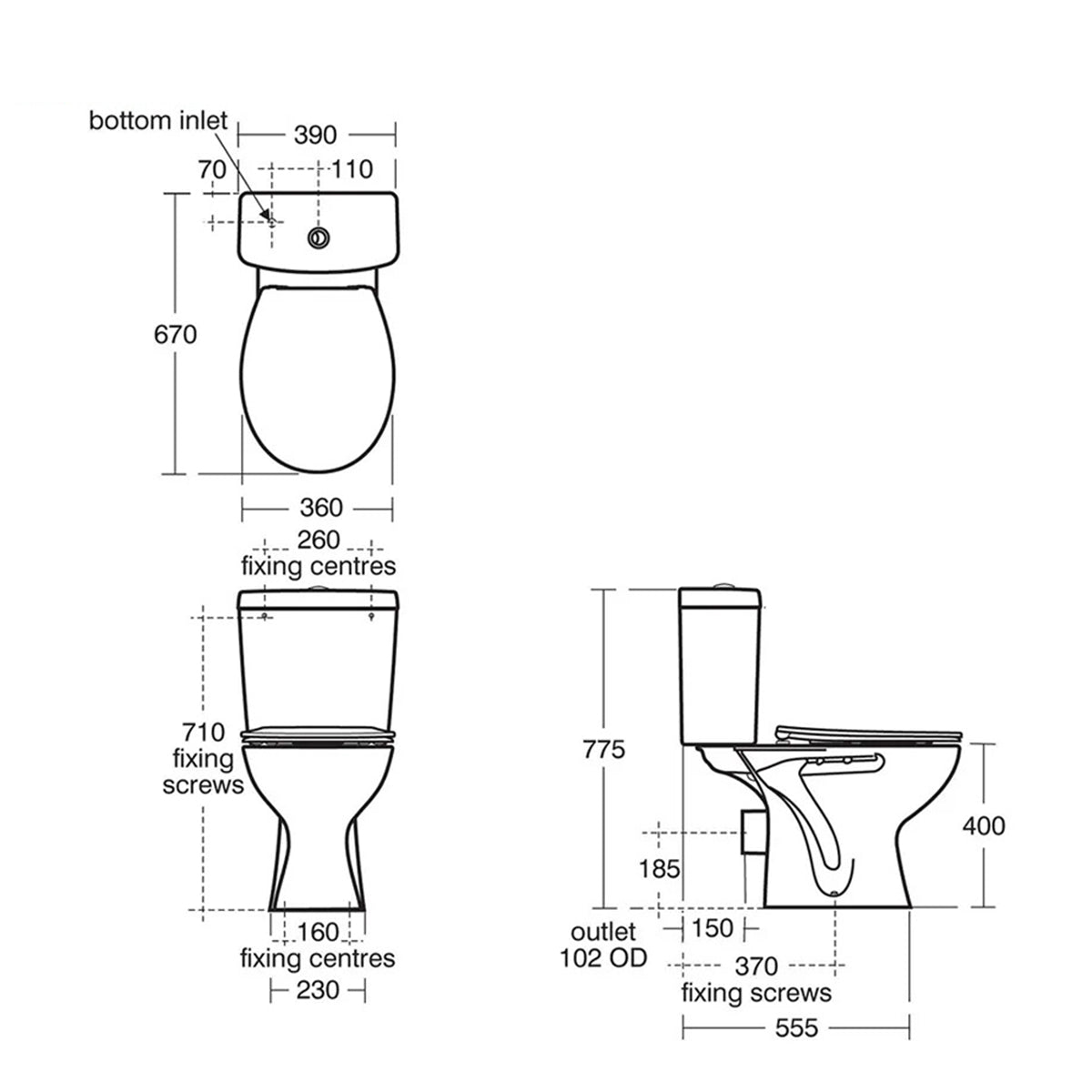 Armitage Shanks Sandringham E896301 21 White Close Coupled WC Pan