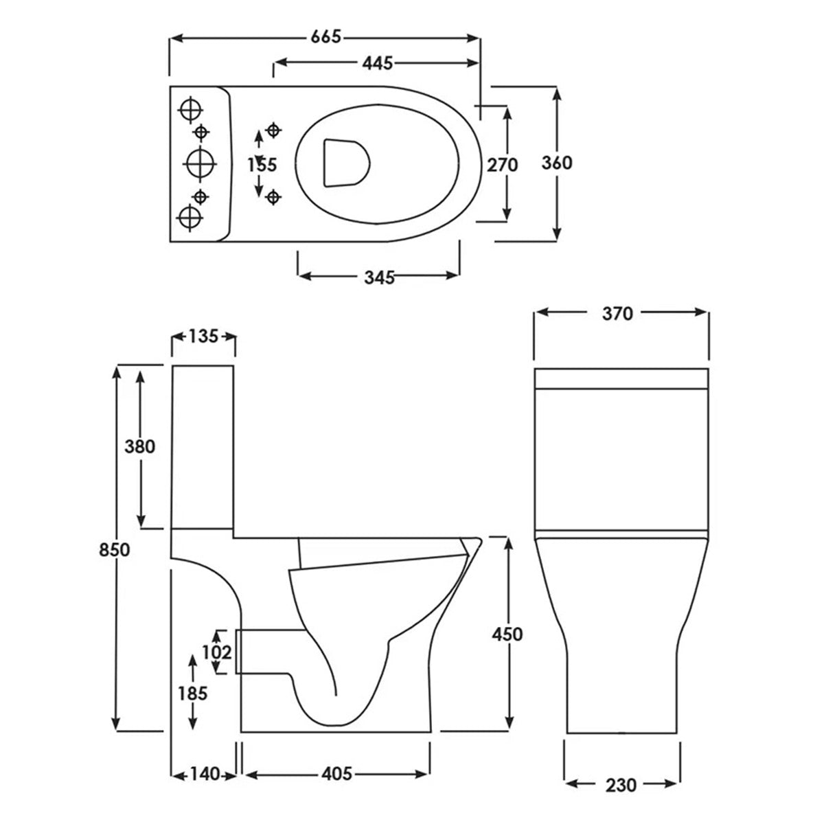 Essential EC7027 IVY Comfort Height White Close Coupled WC Pan With Cistern And Seat