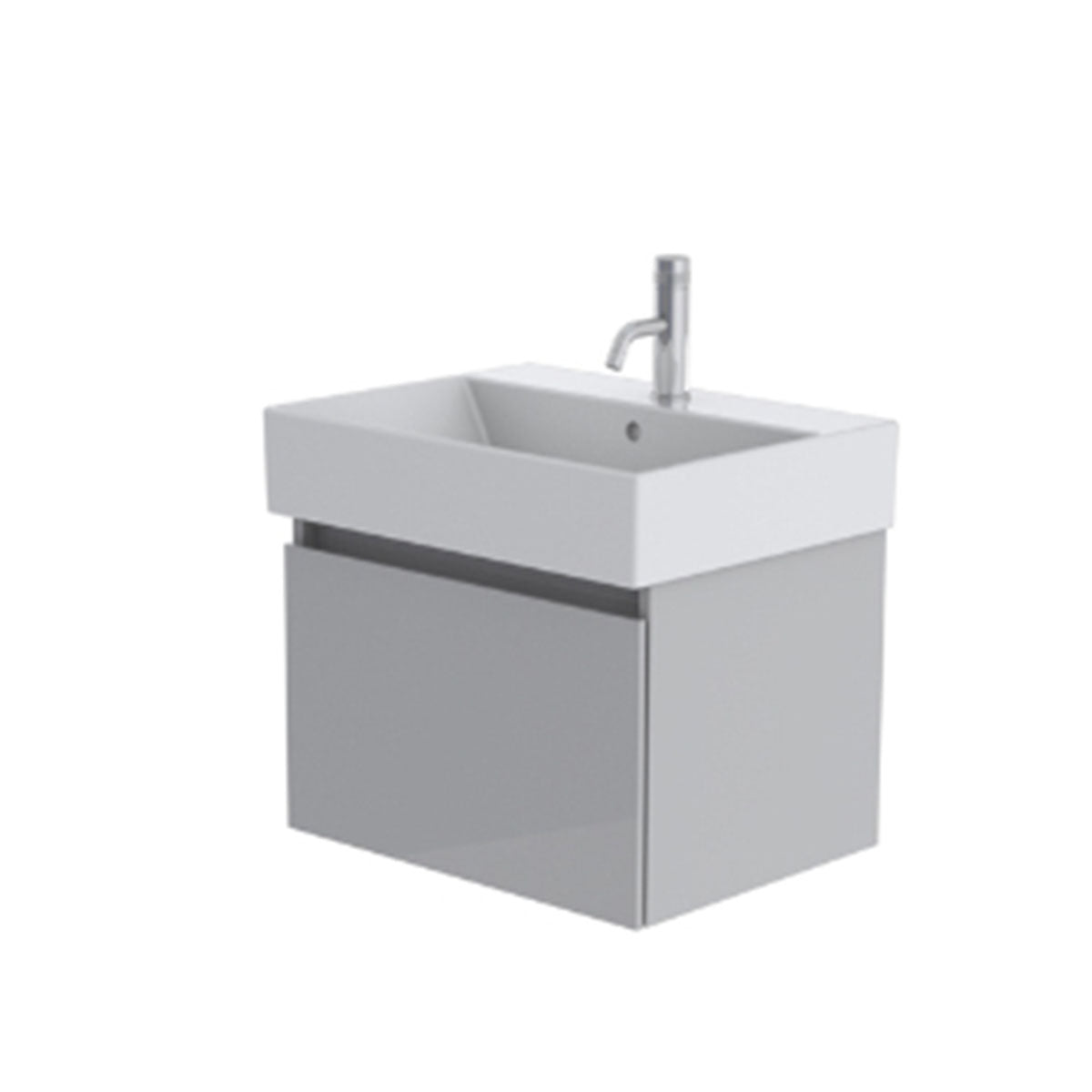 Catalano Premium 1 Drawer Wall Hung Vanity Unit 600mm Wide Gloss Light Grey