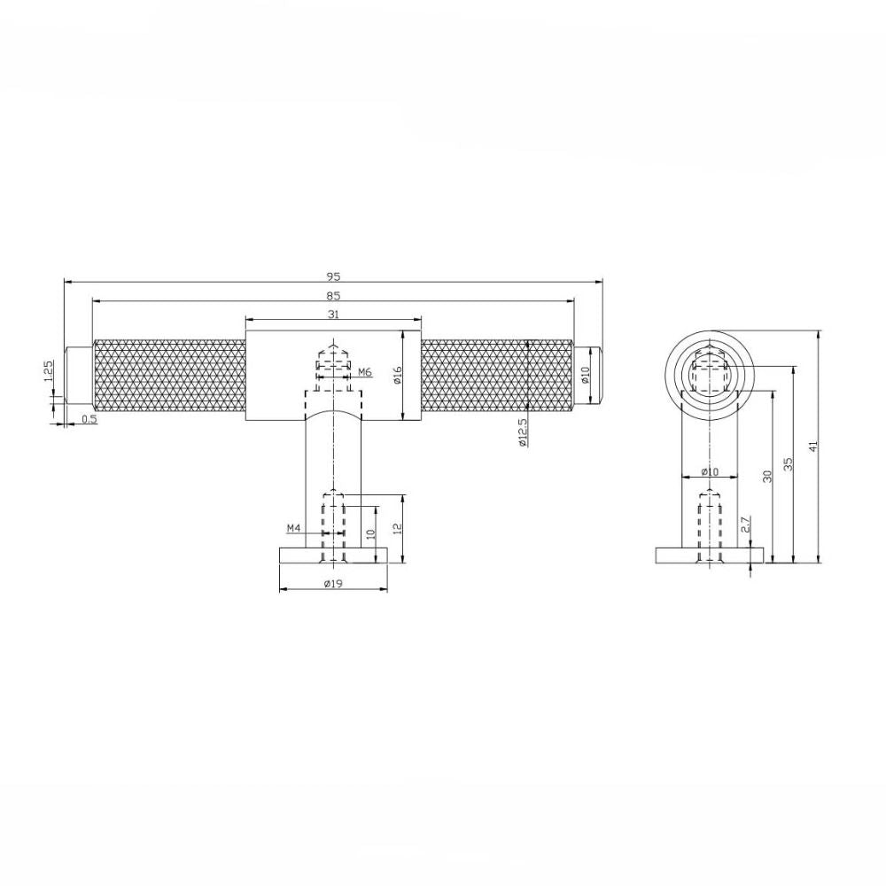 Luxe81 Knurled T Bar Handle