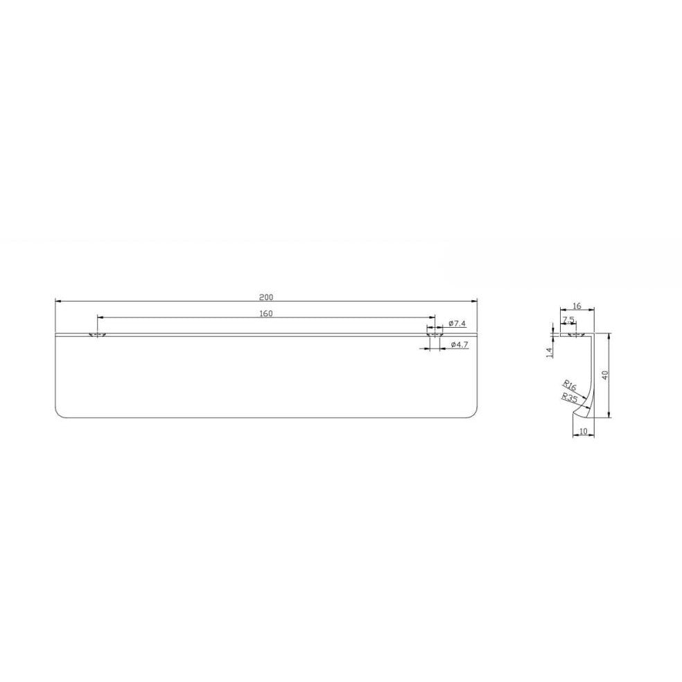 Luxe81 Flat 200mm Handle 160mm Centres