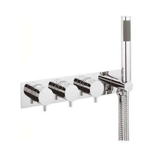 Crosswater Kai Lever 2 Outlet 3 Handle Concealed Thermostatic Shower Valve & Handset