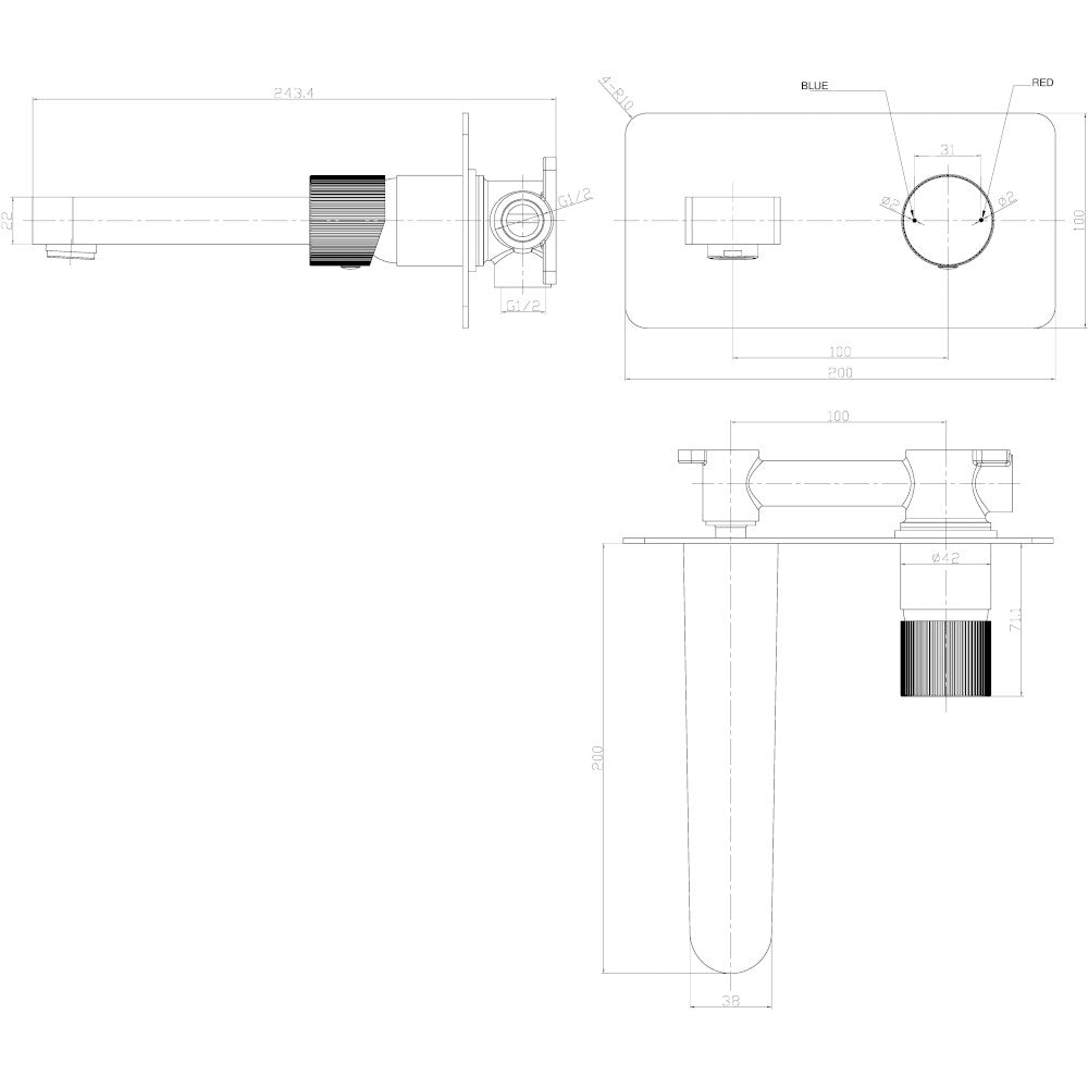 Luxe81 KOKO Wall Mounted Basin Mixer Tap