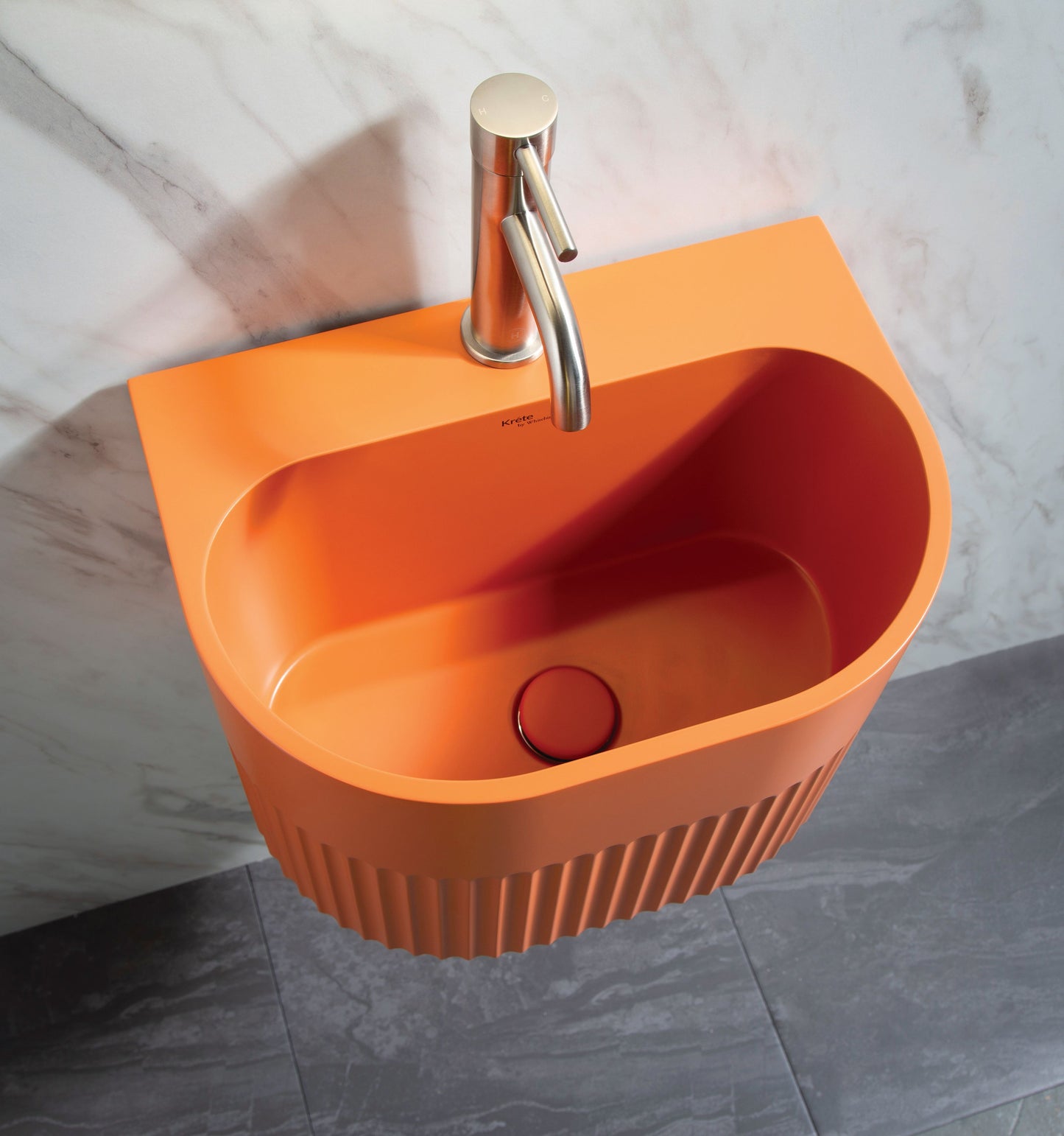 Luxe81 Kournos Concrete Basin with Fluted Detailing 420 x 300 x 300mm