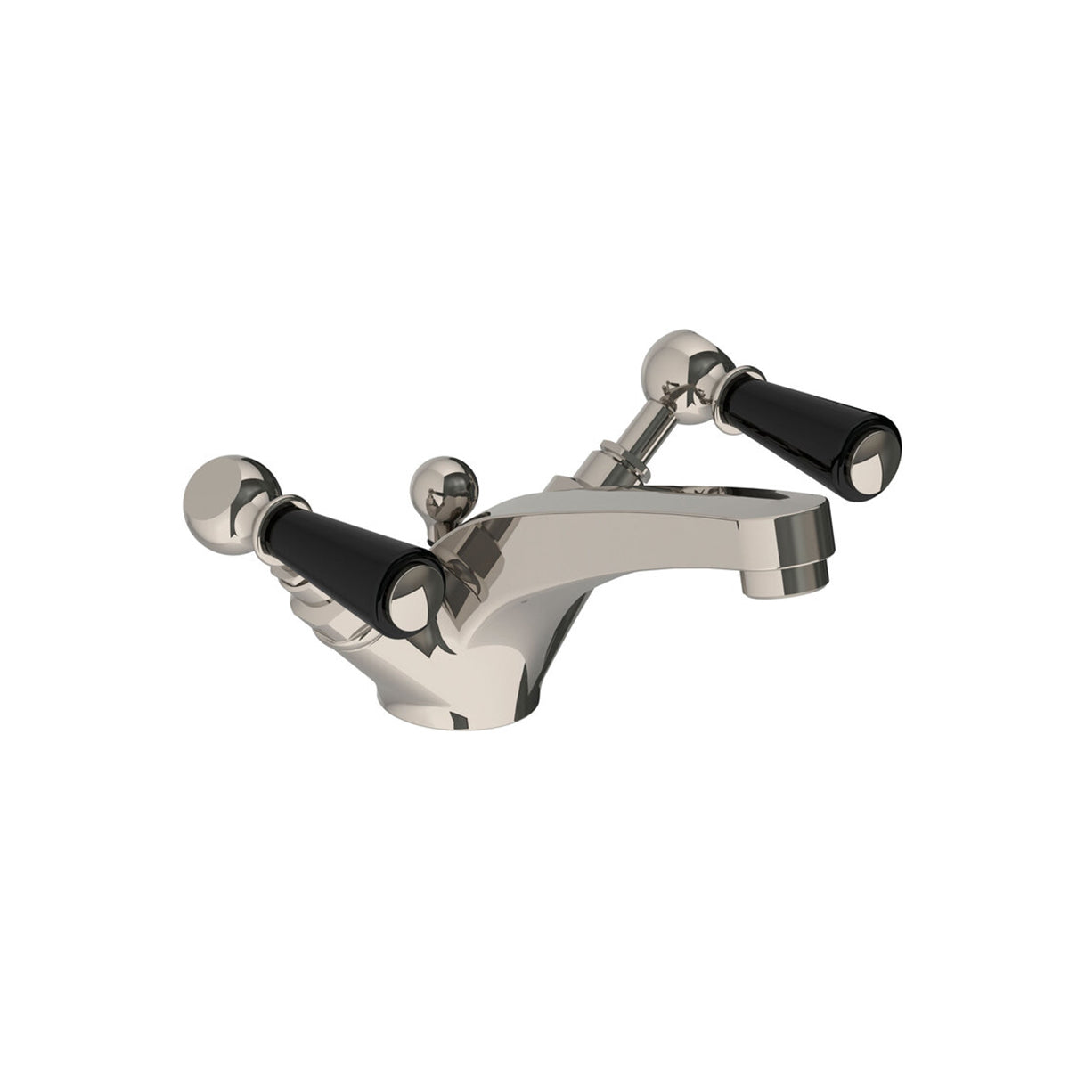Lefroy Brooks Classic mono basin mixer with black levers & pop-up waste