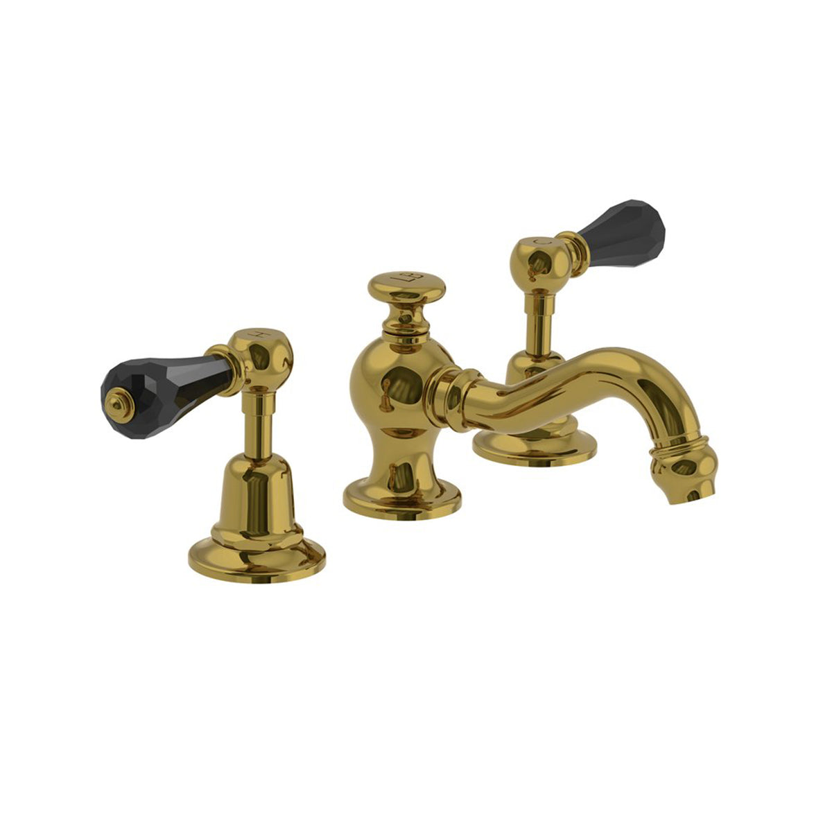 Lefroy Brooks La Chapelle basin mixer with black crystal levers & pop-up waste