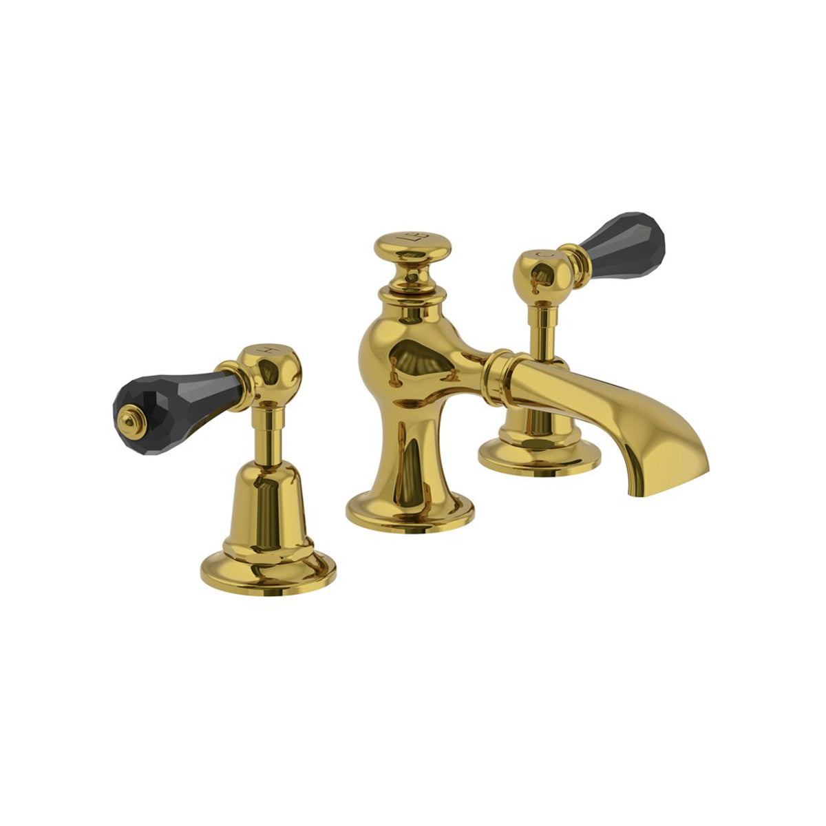Lefroy Brooks La Chapelle flared spout basin mixer with crystal levers & pop-up waste
