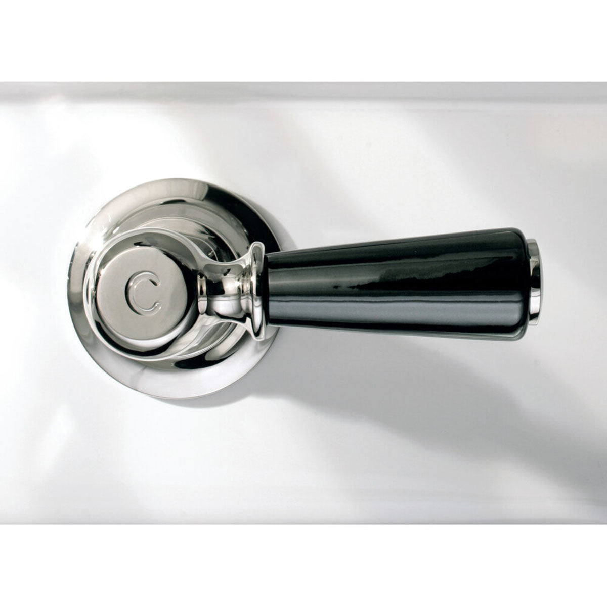 Lefroy Brooks Classic basin mixer with black levers and pop-up waste