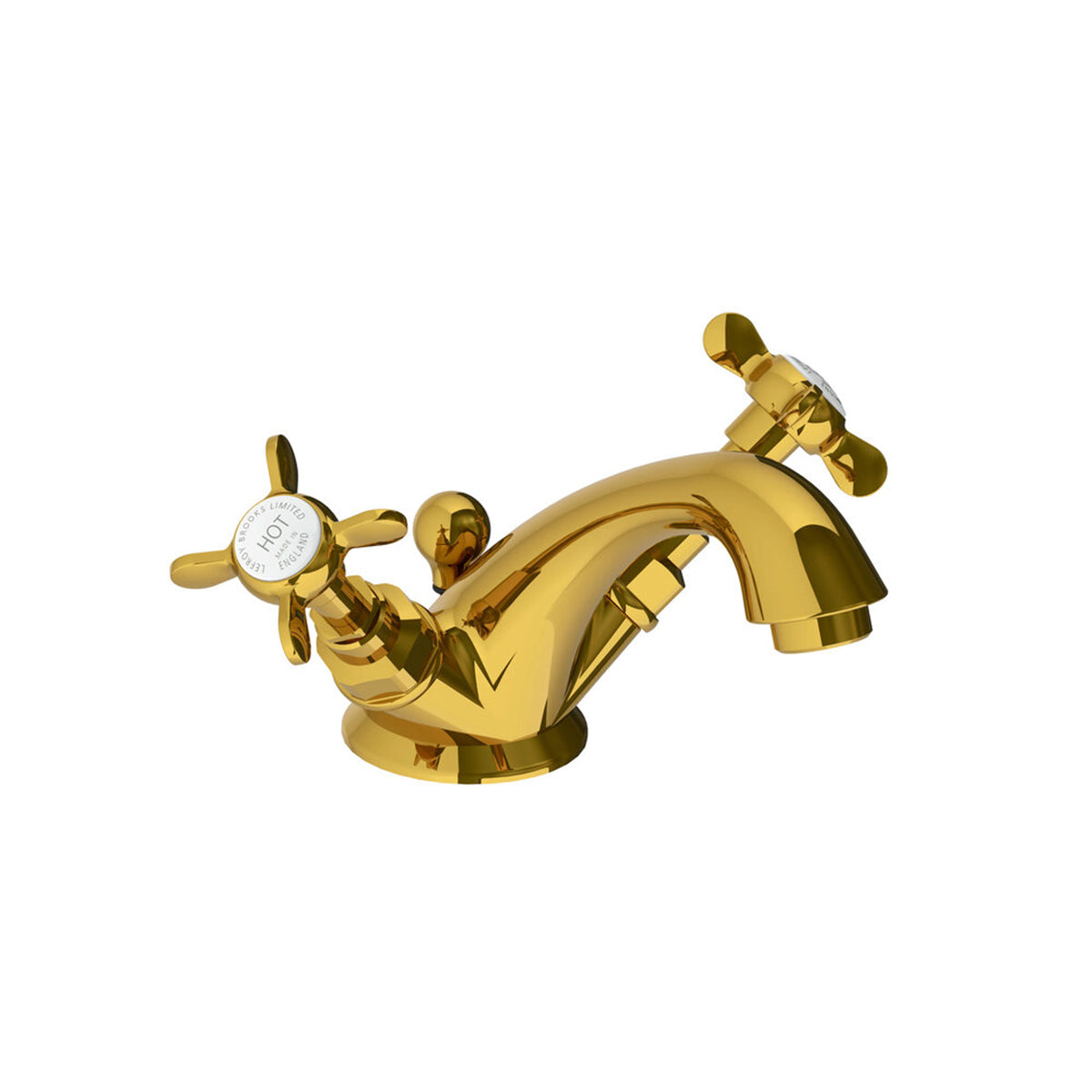 Lefroy Brooks Connaught mono basin mixer with Lefroy Brooks Classic cross handles & pop-up waste