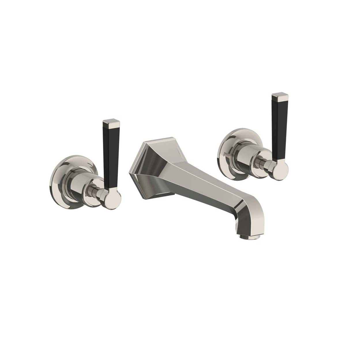 Lefroy Brooks Mackintosh wall mounted basin mixer with black levers