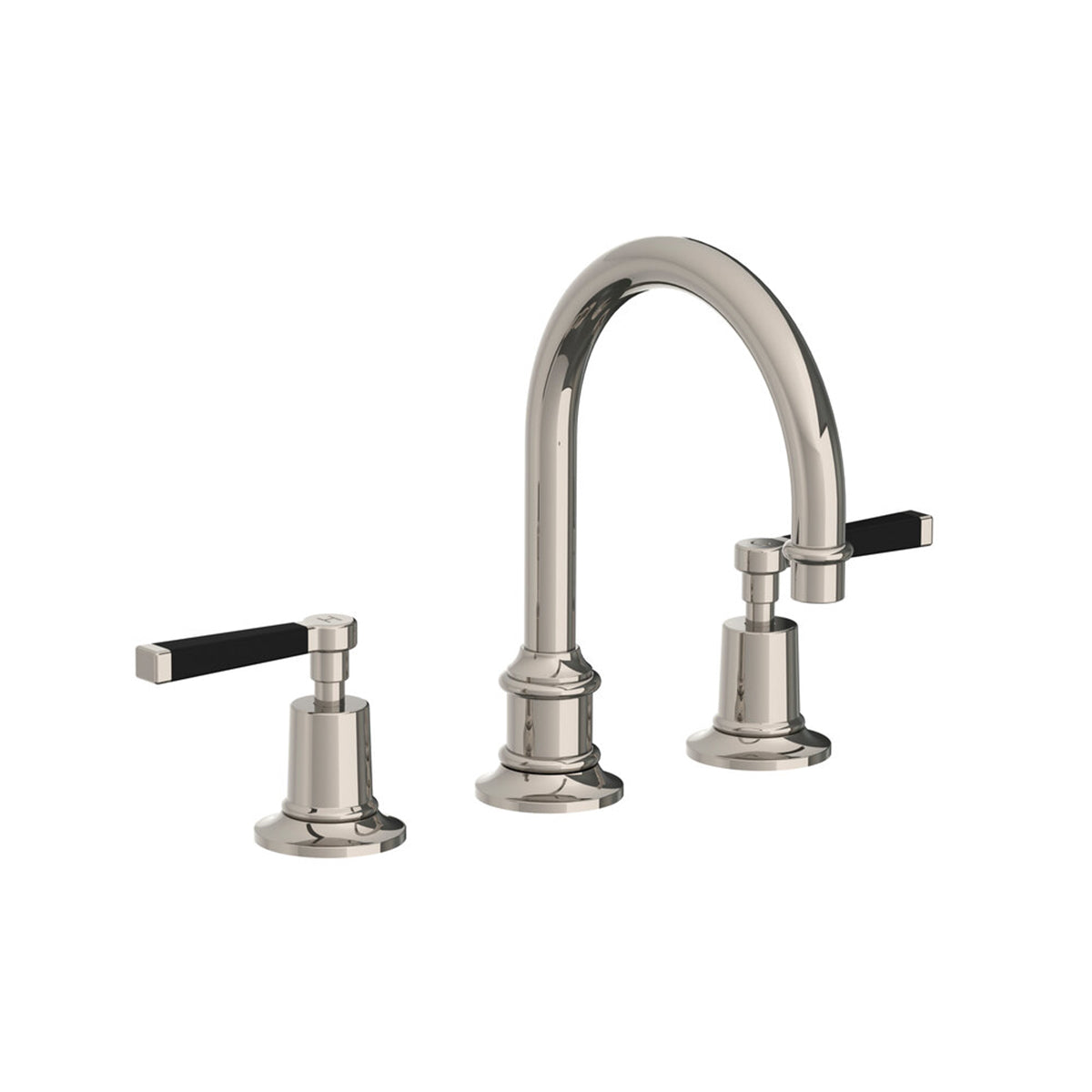 Lefroy Brooks Mackintosh tubular basin mixer with black levers & click-up waste