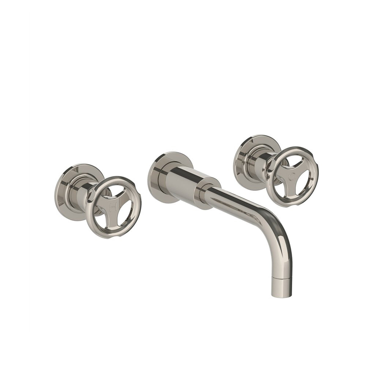 Lefroy Brooks Zu wall mounted basin mixer with Lefroy Brooks Ten Ten handwheels
