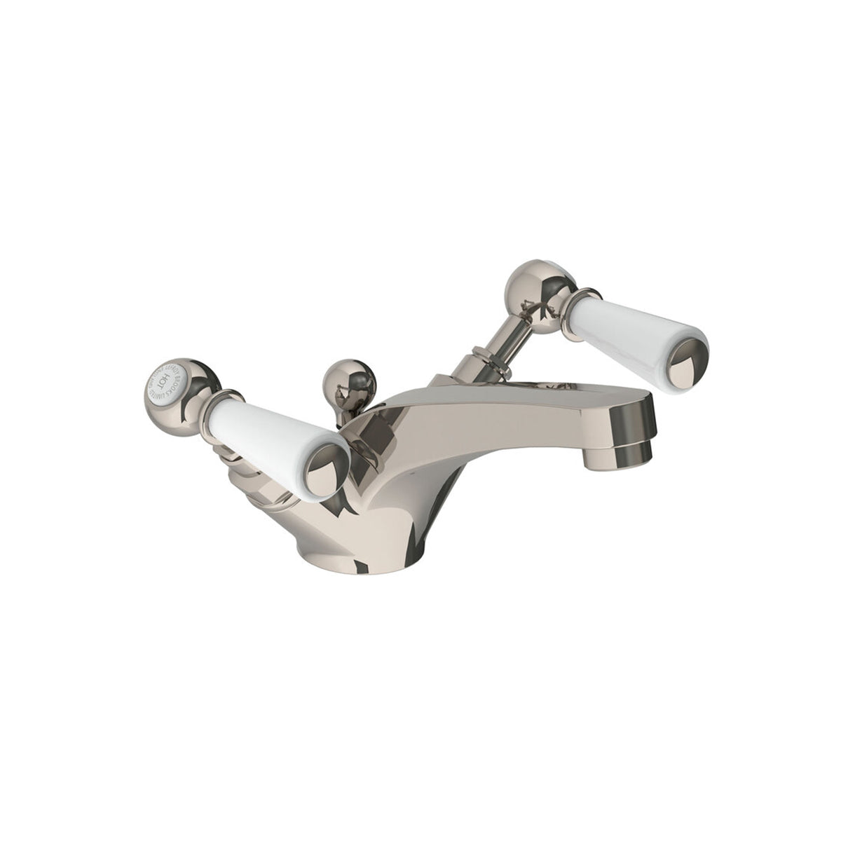 Lefroy Brooks Classic mono basin mixer with white levers & pop-up waste