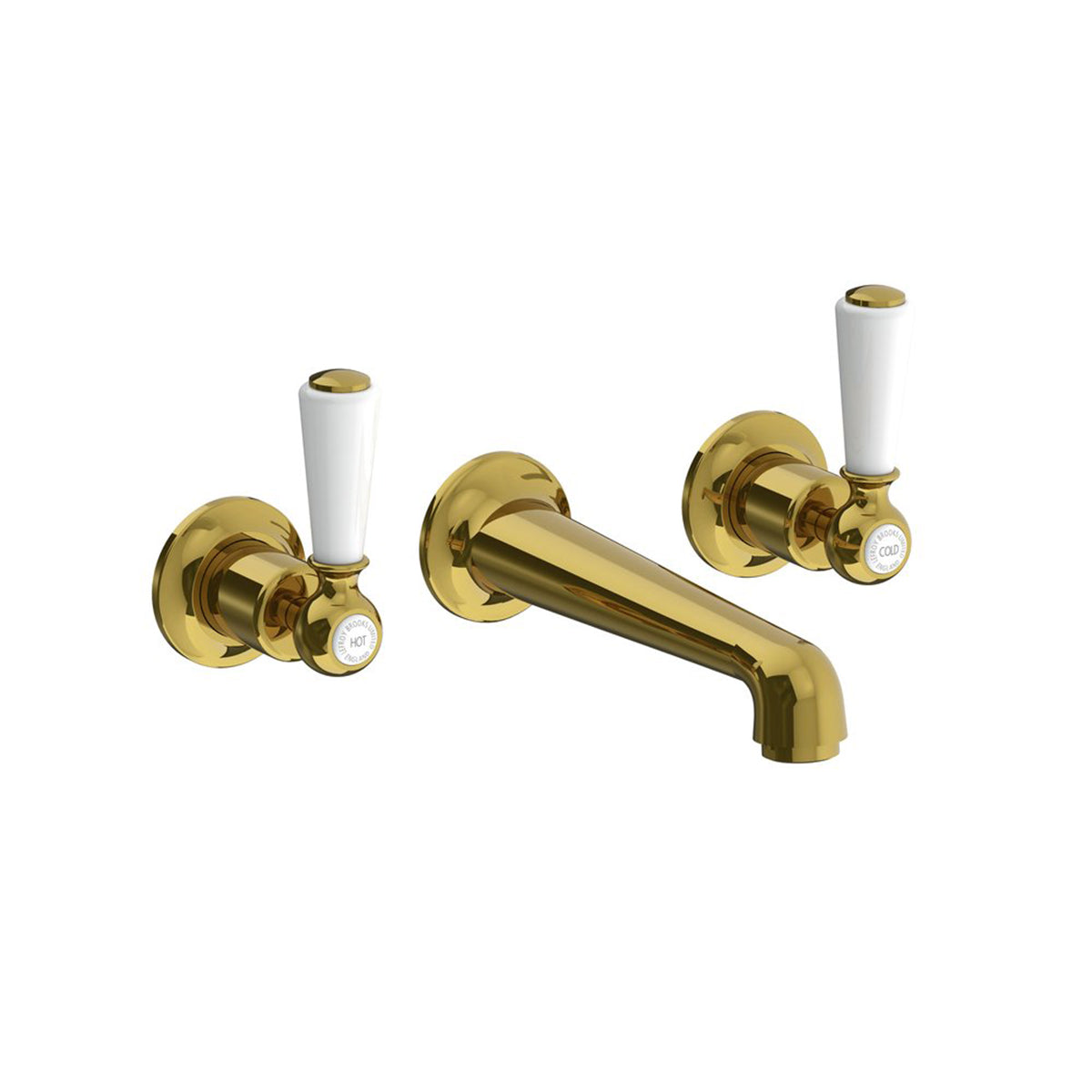 Lefroy Brooks Classic wall mounted basin mixer with white levers