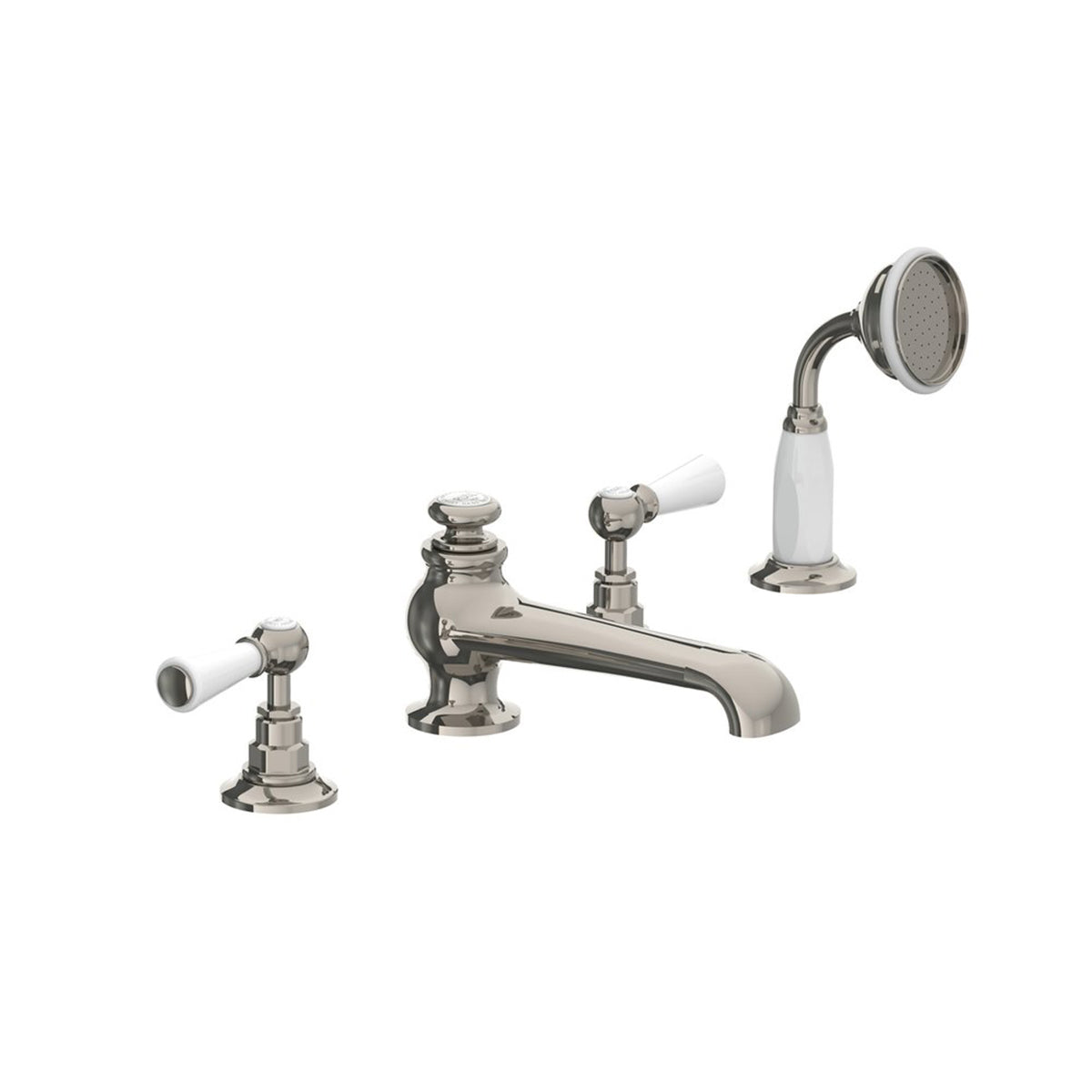 Classic white lever four hole bath set with diverter & pull-out hand shower WL 1250