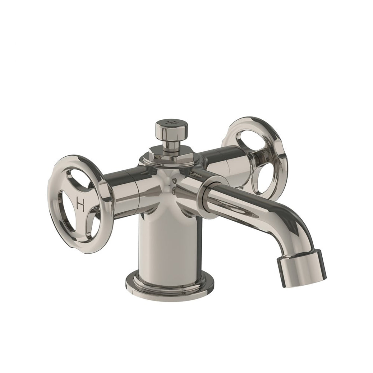 Lefroy Brooks Ten Ten mono basin mixer with handwheels and pop-up waste