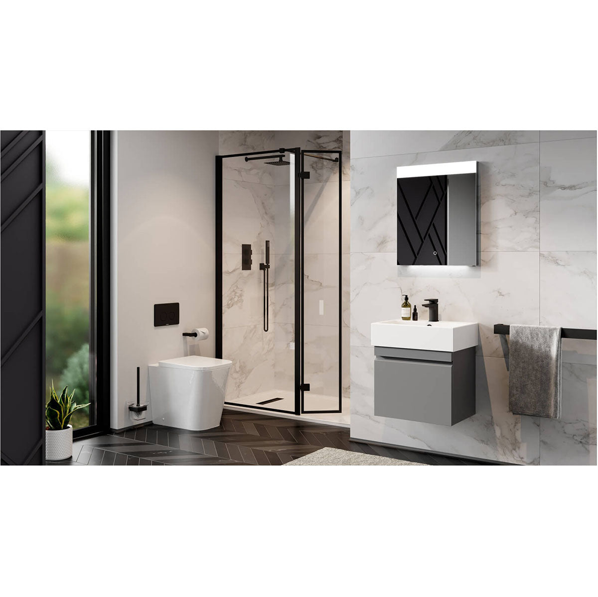 Saneux Matteo Gloss White Back To Wall WC Pan Rimless With Toilet Seat MABTW01