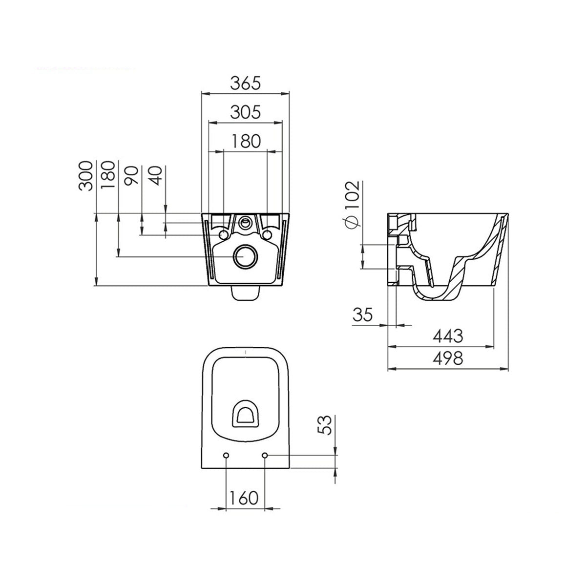 Saneux MAWH01 Matteo Gloss White Rimless Wall Hung WC Pan